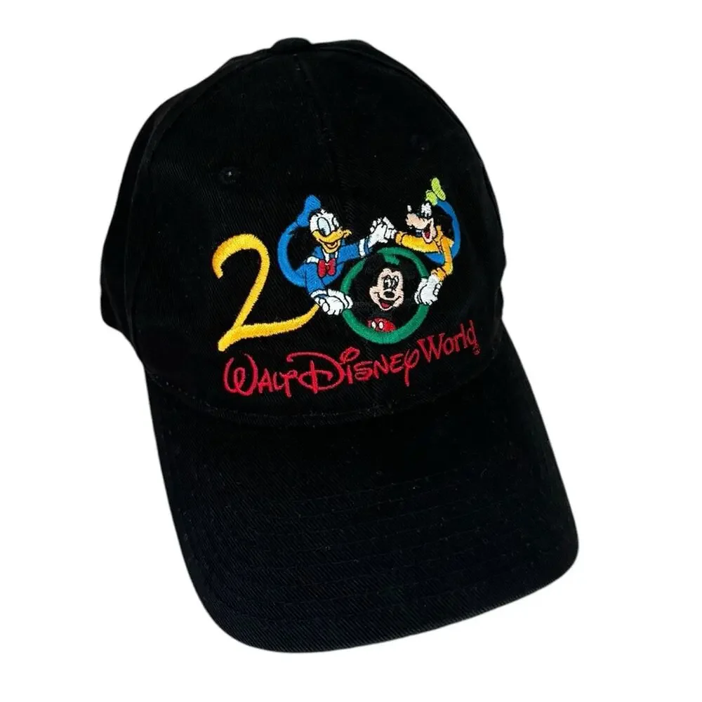 Vintage Y2K 2000 Walt Disney World Cotton Baseball Cap in Black - One Size
